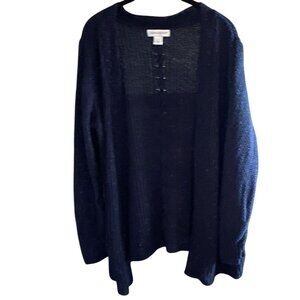 Christopher & Banks Open Front Knit Cardigan-Mixed Knitting-Navy Blue-Size L-GUC